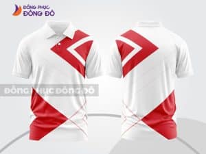 Mẫu áo polo 3D công ty màu trắng phối đỏ hình khối góc cạnh ctpd3054