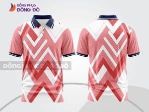 Mẫu áo polo đồng phục doanh nghiệp màu hồng họa tiết zigzag trắng ctpd3055