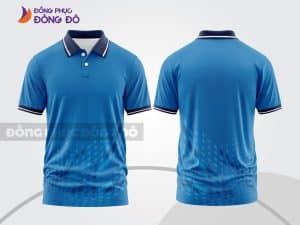 Mẫu áo thun cổ bẻ 3D đồng phục công ty màu xanh dương họa tiết chấm mờ ctpd3056