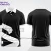 Mẫu áo polo 3D đồng phục doanh nghiệp màu đen phối trắng đường uốn lượn ctpd3058
