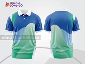 Mẫu áo polo 3D đồng phục công ty màu xanh dương phối xanh ngọc mảng màu mềm ctpd3061