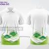 Mẫu áo polo 3D doanh nghiệp màu trắng phối xanh lá hình khối đáy áo ctpd3062