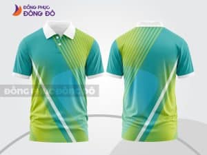 Mẫu áo thun cổ bẻ 3D đồng phục doanh nghiệp màu xanh ngọc phối xanh chuối ctpd3064