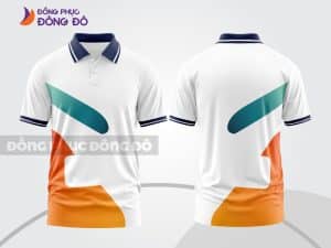 Mẫu áo polo 3D công ty màu trắng phối cam và xanh rêu ctpd3067