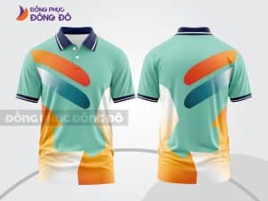 Mẫu áo thun polo 3D đồng phục doanh nghiệp màu xanh ngọc phối cam ctpd3068