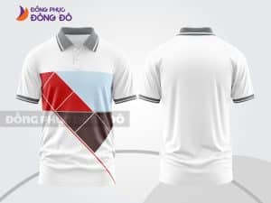 Mẫu áo polo 3D đồng phục công ty màu trắng phối đỏ đô và xám ctpd3070