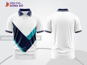 Mẫu thiết kế áo polo 3D doanh nghiệp màu trắng phối xanh navy và xanh ngọc ctpd3072