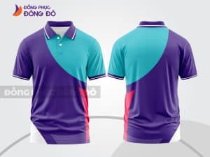 Mẫu polo 3D công ty đẹp màu tím phối xanh ngọc ctpd3074
