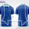 Mẫu áo thun polo 3D đồng phục doanh nghiệp màu xanh dương họa tiết line trắng ctpd3075