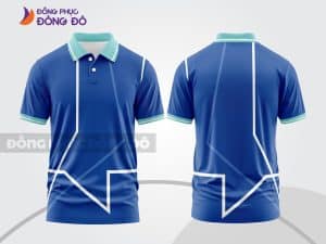 Mẫu áo thun polo 3D đồng phục doanh nghiệp màu xanh dương họa tiết line trắng ctpd3075