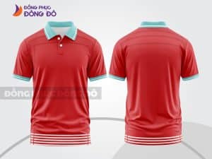 Mẫu áo polo 3D đồng phục nhân viên màu đỏ họa tiết kẻ ngang ctpd3077