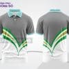 Mẫu polo 3D đồng phục công sở màu xám phối xanh lá ctpd3078