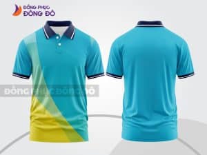 Mẫu polo 3D đồng phục văn phòng màu xanh cyan phối xanh chuối ctpd3084
