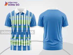 Mẫu polo 3D đồng phục nhân viên đẹp màu xanh dương phối trắng và xanh chuối ctpd3089