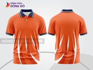 Mẫu áo polo 3D đồng phục nhân viên màu cam phối trắng họa tiết ngọn lửa ctpd3101