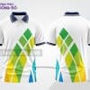 Mẫu polo 3D đồng phục công sở màu trắng phối xanh lá và vàng ctpd3102