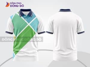 Mẫu áo thun cổ bẻ 3D đồng phục văn phòng màu trắng phối xanh lá ctpd3103