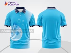 Mẫu áo polo 3D đồng phục công ty đẹp màu xanh cyan phối họa tiết tròn ctpd3110