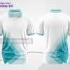 Mẫu áo polo 3D đồng phục công ty màu trắng phối xanh ngọc họa tiết chéo ctpd3111