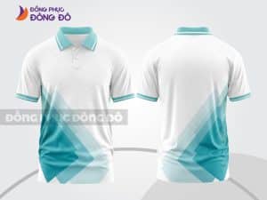 Mẫu áo polo 3D đồng phục công ty màu trắng phối xanh ngọc họa tiết chéo ctpd3111