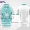 Mẫu áo thun cổ bẻ 3D đồng phục doanh nghiệp màu trắng phối xanh ngọc họa tiết vòng tròn ctpd3112