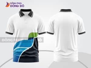 Mẫu thiết kế áo polo 3D đồng phục văn phòng màu trắng phối đen và xanh cyan ctpd3114