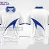 Mẫu áo polo 3D công ty màu trắng phối xanh dương đường cong ctpd3115