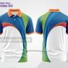 Mẫu áo polo 3D đồng phục văn phòng màu trắng phối xanh dương cam và xanh lá ctpd3121