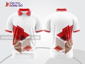 Mẫu polo 3D công ty đẹp màu trắng phối đỏ hình khối ctpd3122