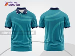 Mẫu polo 3D đồng phục văn phòng màu xanh ngọc họa tiết line chìm ctpd3132