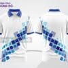 Mẫu thiết kế áo polo 3D đồng phục doanh nghiệp màu trắng phối xanh dương họa tiết ô vuông chéo ctpd3133