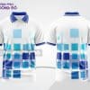 Mẫu áo polo 3D đồng phục công ty đẹp màu trắng phối xanh dương họa tiết pixel ctpd3134