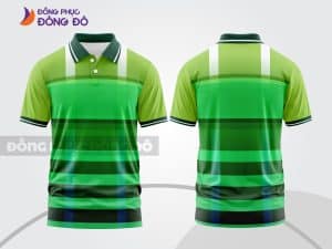 Mẫu áo thun cổ bẻ 3D đồng phục doanh nghiệp màu xanh lá họa tiết kẻ ngang ctpd3136