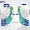Mẫu polo 3D đồng phục nhân viên đẹp màu trắng phối xanh ngọc và xanh dương ctpd3137