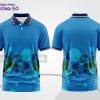 Mẫu polo 3D đồng phục công sở màu xanh cyan phối xanh lá họa tiết chấm loang ctpd3141