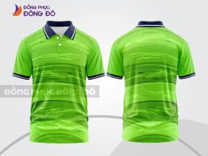 Mẫu áo thun cổ bẻ 3D đồng phục nhân viên màu xanh chuối họa tiết sóng chìm ctpd3143