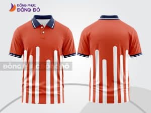 Mẫu thiết kế áo polo 3D doanh nghiệp màu cam phối trắng kẻ dọc ctpd3144