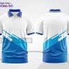 Mẫu áo polo 3D đồng phục văn phòng màu trắng phối xanh dương và xanh cyan ctpd3145