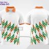 Mẫu polo 3D công ty đẹp màu trắng phối xanh lá và cam họa tiết caro chéo ctpd3146