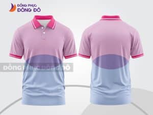 Mẫu áo thun polo 3D đồng phục doanh nghiệp màu hồng phấn phối tím nhạt ctpd3147