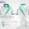 Mẫu áo thun cổ bẻ 3D đồng phục văn phòng màu trắng phối xanh ngọc họa tiết cánh lá ctpd3151