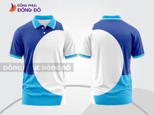 Mẫu áo polo 3D công ty màu xanh dương phối trắng và xanh cyan ctpd3152