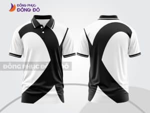 Mẫu thiết kế áo polo 3D đồng phục doanh nghiệp màu đen phối trắng đường cong ctpd3153