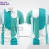 Mẫu áo polo 3D đồng phục nhân viên màu xanh ngọc phối trắng hình khối ctpd3154