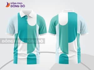 Mẫu áo polo 3D đồng phục nhân viên màu xanh ngọc phối trắng hình khối ctpd3154