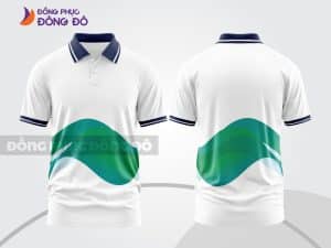 Mẫu áo thun polo 3D đồng phục công ty màu trắng phối xanh lá đường sóng ctpd3155