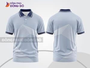 Mẫu polo 3D đồng phục văn phòng màu xám nhạt họa tiết hình học ctpd3156