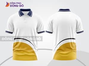 Mẫu thiết kế áo polo 3D đồng phục doanh nghiệp màu trắng phối vàng đồng và đen ctpd3157
