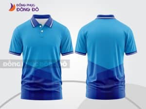 Mẫu áo polo 3D đồng phục công ty màu xanh cyan phối xanh navy chuyển sắc ctpd3159