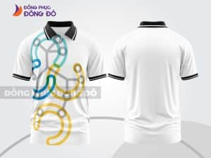 Mẫu thiết kế áo polo 3D đồng phục văn phòng màu trắng họa tiết line tròn đa sắc ctpd3162